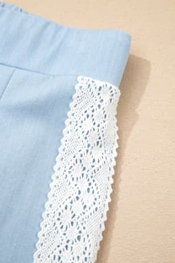 image-Beau Blue Floral Lace Wide Leg Pants
