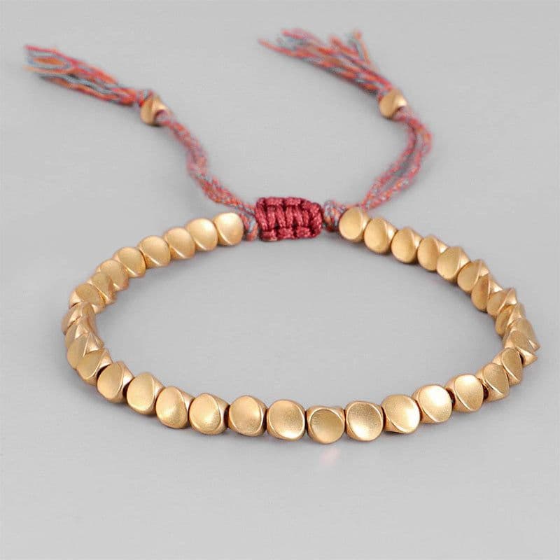 image-Handmade Tibetan Buddhist Bracelets On Hand Braided Copper Beads Lucky Rope Bracelet & Bangles For Women Men