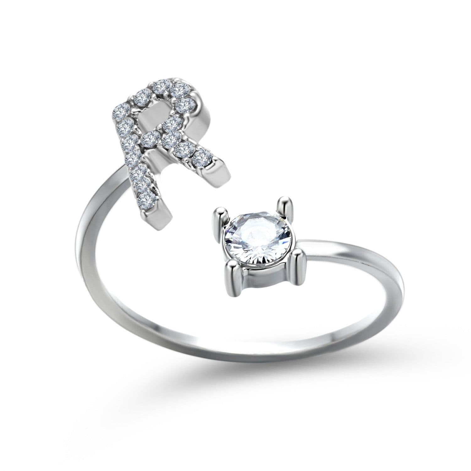 image-New Design Adjustable 26 Initial Letter Ring Fashion Jewelry For Women Simple Elegant Jewelry