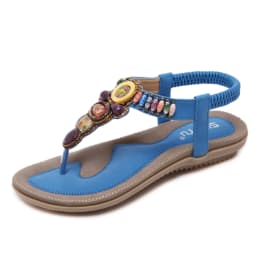 image-Scotch Flip-Flop Sandals - Apricot Retro Boho Flat Heel 42