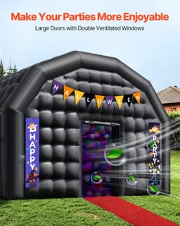 image-VEVOR Inflatable Nightclub, 29.5 x 19.7 x 13.1 ft Inflatable Party Tent with 1100W Blower & Sandbag, Ventilated Blow up Night Club with 2 Windows, Air Cube House for Event Birthday Wedding Party