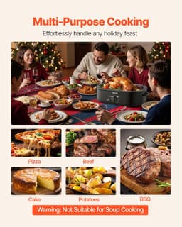 image-VEVOR Roaster Oven, 18QT Fast-Cooking Turkey Roaster, 150-450℉ Adjustable Temperature Turkey Oven with Self-Basting Lid, Removable Pan and Rack, Defrost & Warm Function, Electric Roasting Pan for Home