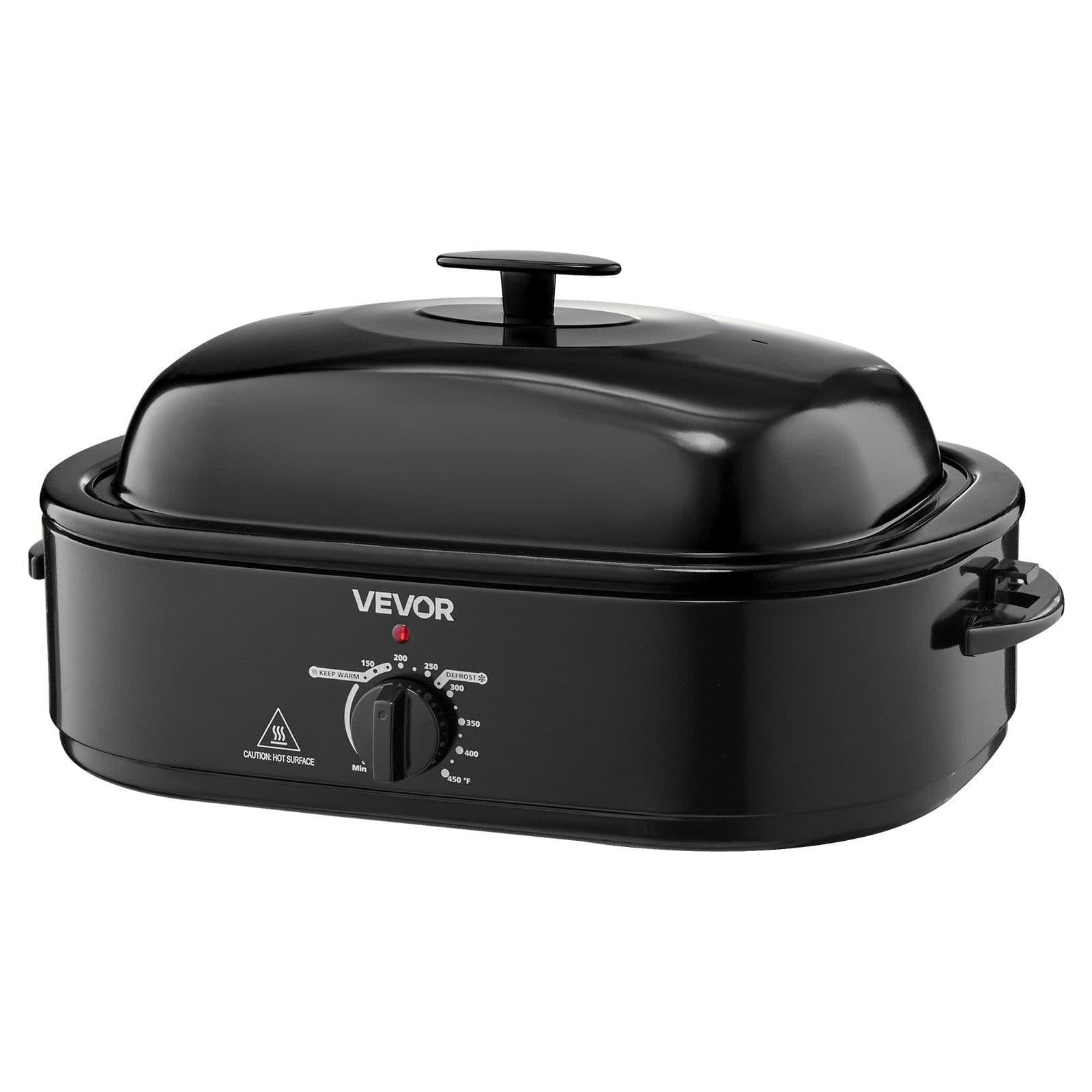 image-VEVOR Roaster Oven, 18QT Fast-Cooking Turkey Roaster, 150-450℉ Adjustable Temperature Turkey Oven with Self-Basting Lid, Removable Pan and Rack, Defrost & Warm Function, Electric Roasting Pan for Home