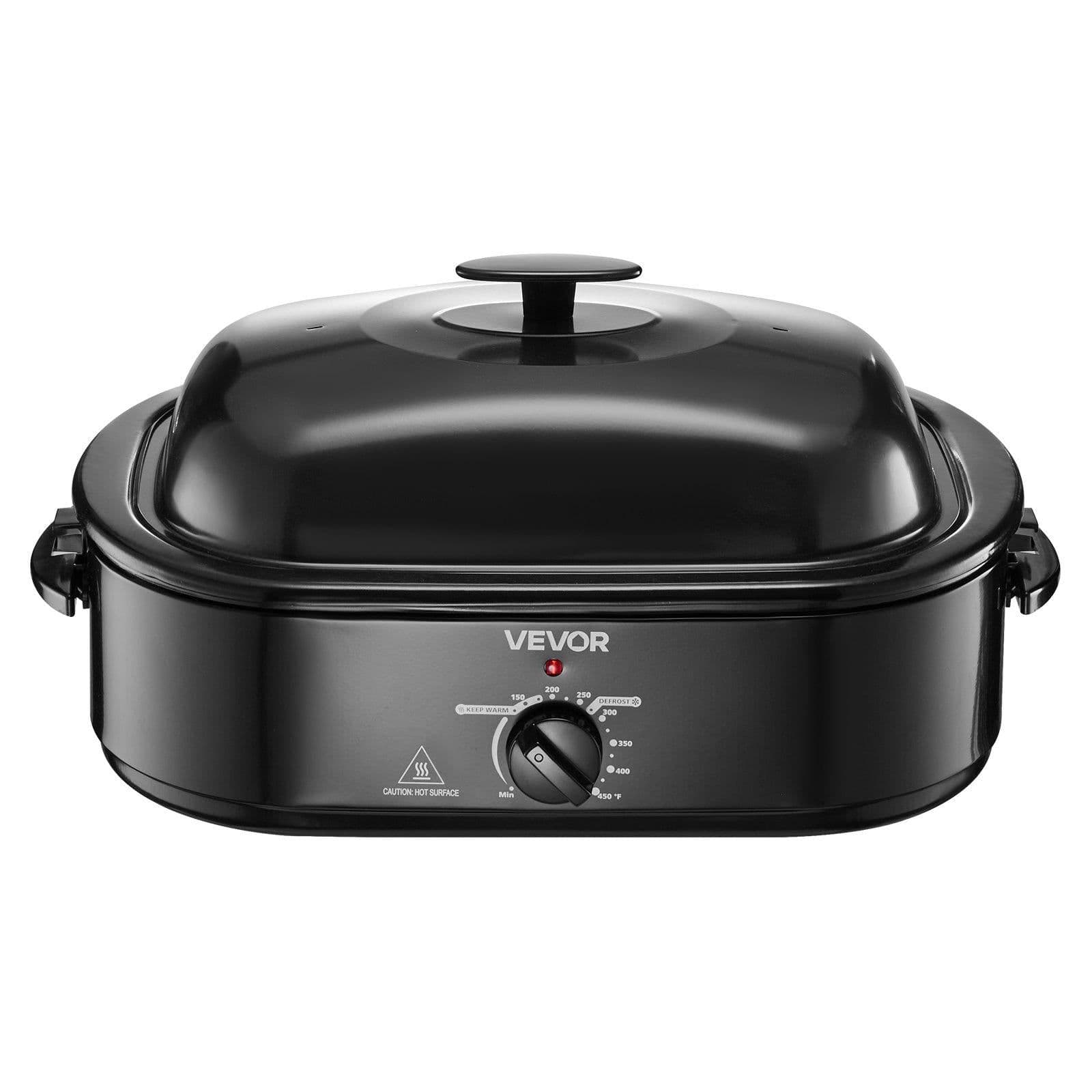 image-VEVOR Roaster Oven, 18QT Fast-Cooking Turkey Roaster, 150-450℉ Adjustable Temperature Turkey Oven with Self-Basting Lid, Removable Pan and Rack, Defrost & Warm Function, Electric Roasting Pan for Home