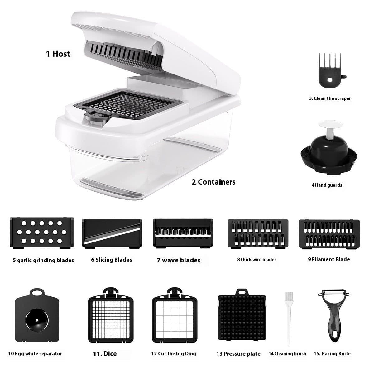 image-Household Multi-function Vegetable Chopper Kitchen 15-in-one