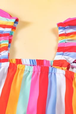 image-Red Stripe Ruffled Straps Babydoll Tank Top - Cute Babydoll Design with Stripes