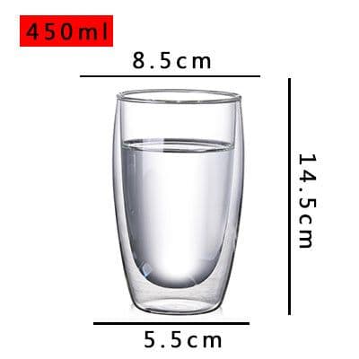 image-Household Double Layer Transparent Glass Water Cup