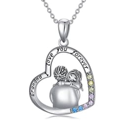 image-White Gold Plated Cubic Zirconia Granny Necklace In Sterling Silver