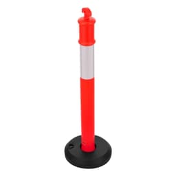 image-VEVOR 6 Pack Traffic Delineator Posts, 48 inches Traffic Safety Cones with Fillable Base and Reflective Strips, Heavy Duty Delineator Posts for Construction Site, Parking Lot, Crowd Control, Red