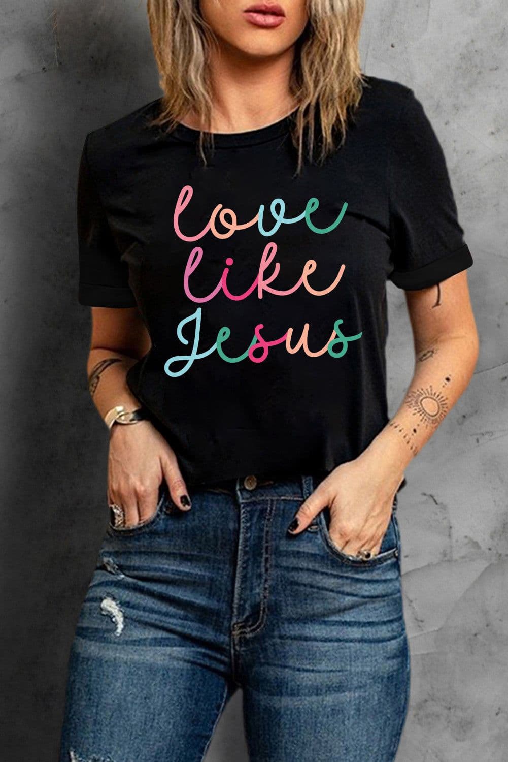 image-Black Love Like Jesus Crew Neck Graphic Tee