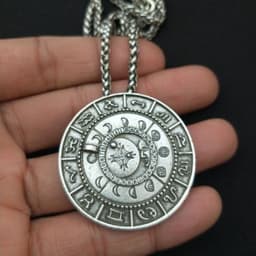 image-Viking Moon Phase Talisman Necklace - Retro Pagan Pendant for Men