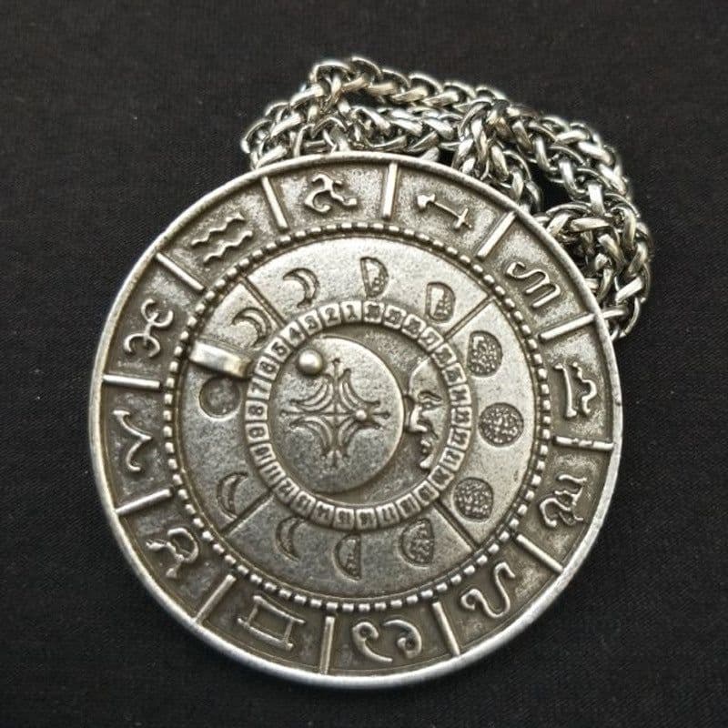 image-Viking Moon Phase Talisman Necklace - Retro Pagan Pendant for Men