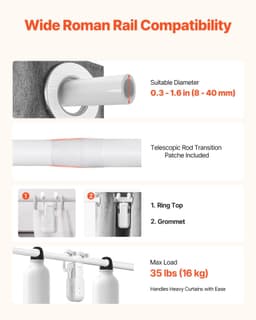 image-VEVOR Automatic Curtain Opener, APP and Remote Control, Hub Included, Electric Smart Curtain Opener Compatible with Alexa and Google Home, Timed Opening and Closing, Silent Mode, for Roman Rods