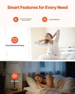 image-VEVOR Automatic Curtain Opener, APP and Remote Control, Hub Included, Electric Smart Curtain Opener Compatible with Alexa and Google Home, Timed Opening and Closing, Silent Mode, for Roman Rods