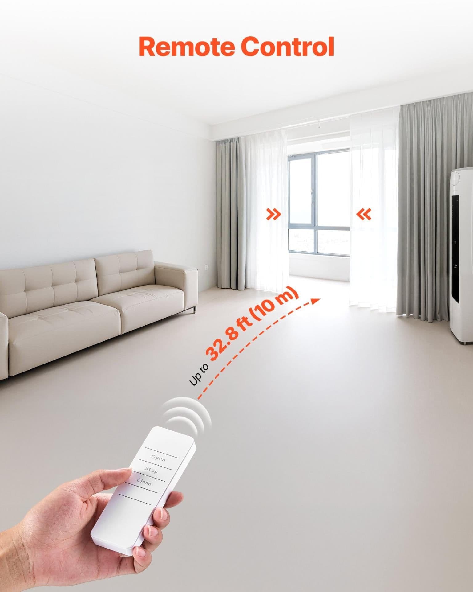 image-VEVOR Automatic Curtain Opener, 2 Pack, APP and Remote Control, Hub Included, Electric Smart Curtain Opener Compatible with Alexa and Google Home, Timed Opening and Closing, for Roman Rods, U/I Rails