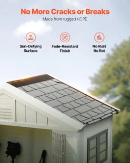 image-VEVOR Outdoor Storage Shed, 4x8 Ft, Heavy-Duty Resin Tool Shed, with Reinforced Floor, Skylight, Lockable Door, Weather Resistant, 152 Cu. Ft. for Garden Tools, Lawn Mower, Bike, Backyard, Patio, Grey