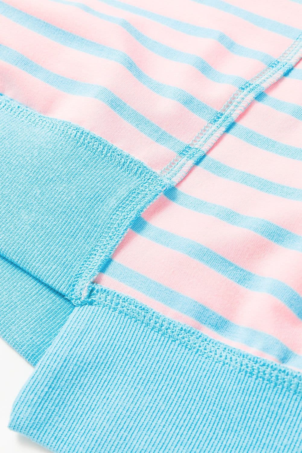 image-Pink Stripe Oversized T-Shirt Contrast Trim