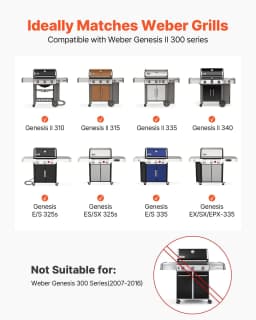 image-VEVOR Flavorizer Bars and Heat Deflectors, 17 in Grill Replacement Part, for Weber Genesis ll 310 315 335 340, E/S 325s, ES/SX 325s, E/S 335, EX/SX/EPX-335 Grills, Porcelain-enameled Steel, 8 Pack
