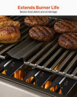 image-VEVOR Flavorizer Bars and Heat Deflectors, 17 in Grill Replacement Part, for Weber Genesis ll 310 315 335 340, E/S 325s, ES/SX 325s, E/S 335, EX/SX/EPX-335 Grills, Porcelain-enameled Steel, 8 Pack
