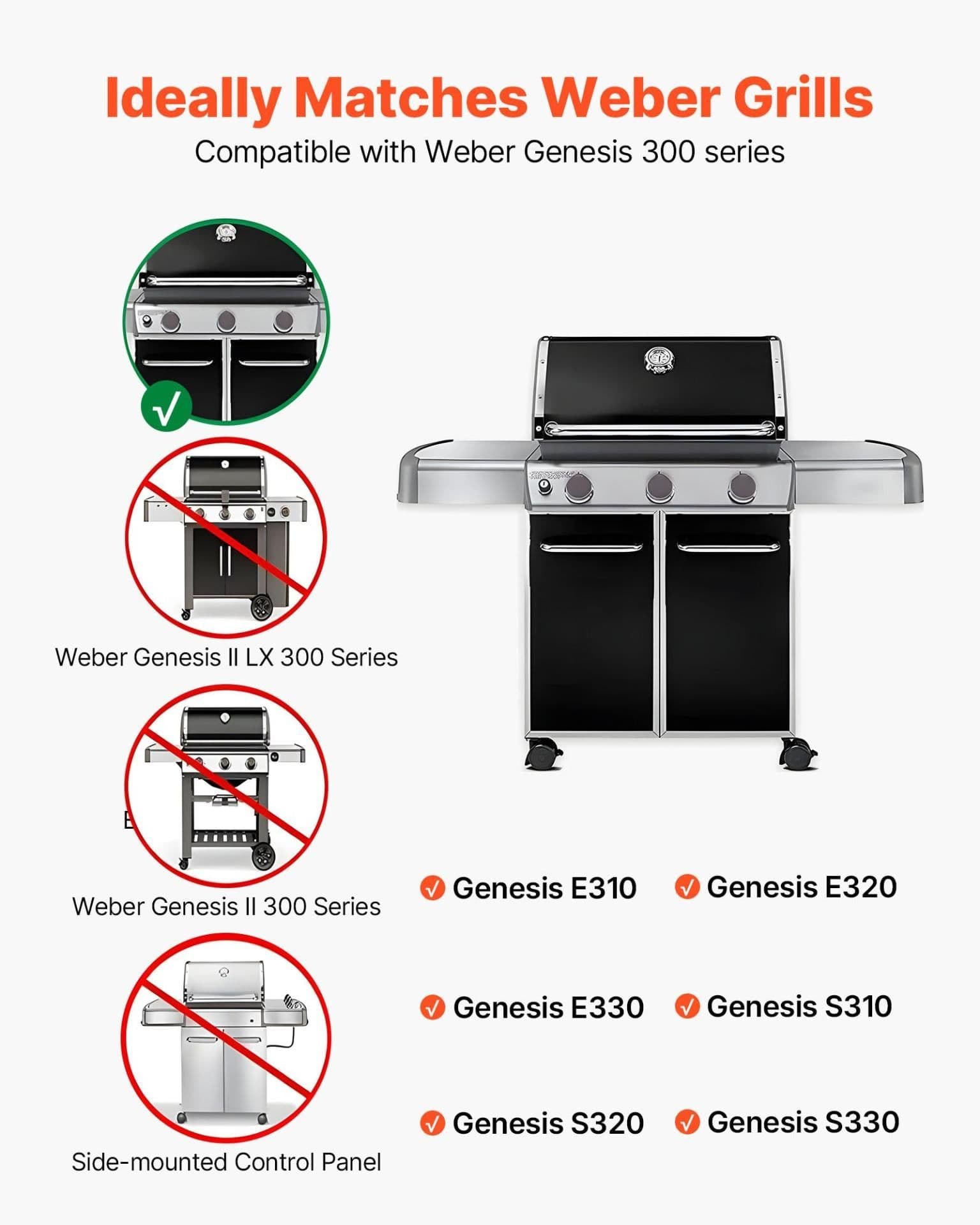 image-VEVOR Flavorizer Bars and Heat Deflectors, 17 inch Grill Replacement Part, for Weber Genesis 300 Series Grills, Including E310 E320 E330 S310 S320 S330, Stainless Steel Thicker Heat Plate, 7 Pack
