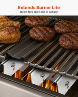 image-VEVOR Flavorizer Bars and Heat Deflectors, 17 inch Grill Replacement Part, for Weber Genesis 300 Series Grills, Including E310 E320 E330 S310 S320 S330, Stainless Steel Thicker Heat Plate, 7 Pack