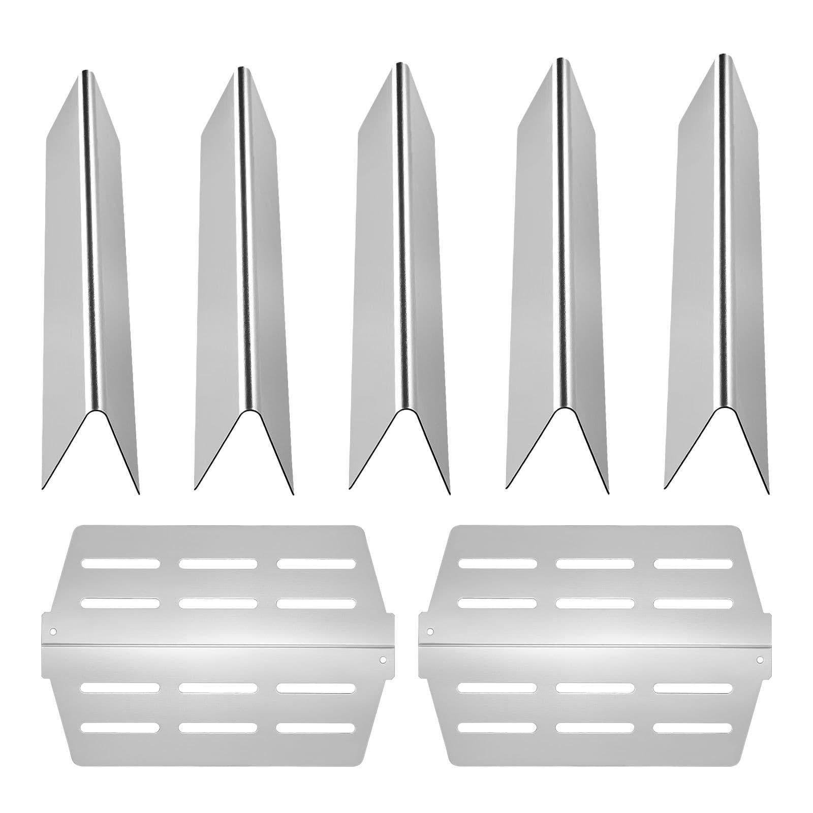 image-VEVOR Flavorizer Bars and Heat Deflectors, 17 inch Grill Replacement Part, for Weber Genesis 300 Series Grills, Including E310 E320 E330 S310 S320 S330, Stainless Steel Thicker Heat Plate, 7 Pack