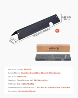 image-VEVOR Flavorizer Bars, 17 inch Grill Replacement Part, for Weber Genesis ll 310 315 335 340, E/S 325s, ES/SX 325s, E/S 335, EX/SX/EPX-335 Grills, Porcelain-enameled Steel Thicker Heat Plate, 5 Pack