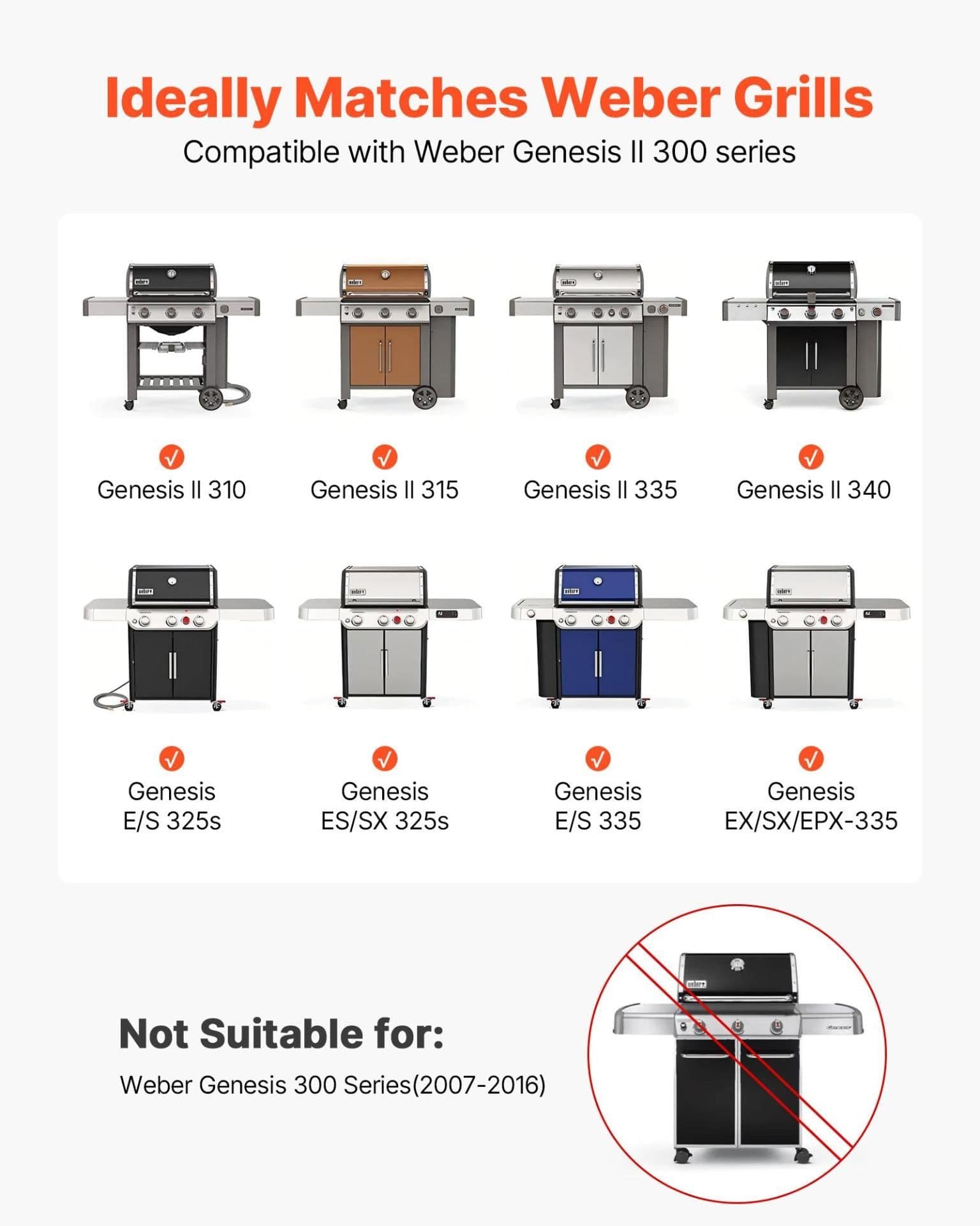image-VEVOR Flavorizer Bars, 17 inch Grill Replacement Part, for Weber Genesis ll 310 315 335 340, E/S 325s, ES/SX 325s, E/S 335, EX/SX/EPX-335 Grills, Porcelain-enameled Steel Thicker Heat Plate, 5 Pack