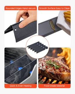 image-VEVOR Flavorizer Bars, 17 inch Grill Replacement Part, for Weber Genesis ll 310 315 335 340, E/S 325s, ES/SX 325s, E/S 335, EX/SX/EPX-335 Grills, Porcelain-enameled Steel Thicker Heat Plate, 5 Pack