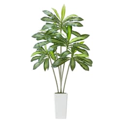 image-VEVOR Artificial Dracaena Tree 6 ft, Fake Palm Tropical Plants with White Tall Planter, Faux Floor Silk Plant in Pot, Large Trees for Home Office Living Room Decor House Warming, Indoor Outdoor