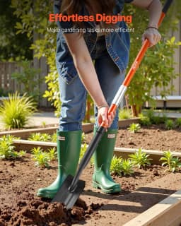 image-VEVOR Trench Shovel, 4 in Blade Heavy-Duty Trenching Shovel, Narrow Spade Trench Digger with Fiberglass Handle and Non-Slip Grip, for Gardening, Digging Holes, Trenching, and Planting, 56 in Long