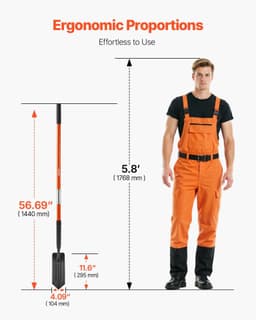 image-VEVOR Trench Shovel, 4 in Blade Heavy-Duty Trenching Shovel, Narrow Spade Trench Digger with Fiberglass Handle and Non-Slip Grip, for Gardening, Digging Holes, Trenching, and Planting, 56 in Long