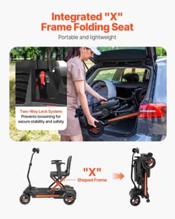 image-VEVOR 4-Wheel Electric Mobility Scooter for Adults & Seniors, Integrated Foldable Mobility Scooter with 9.3 Miles Long Range, All Terrain Travel Wheelchair with 9° Climbing Capacity & 265LBS Loading
