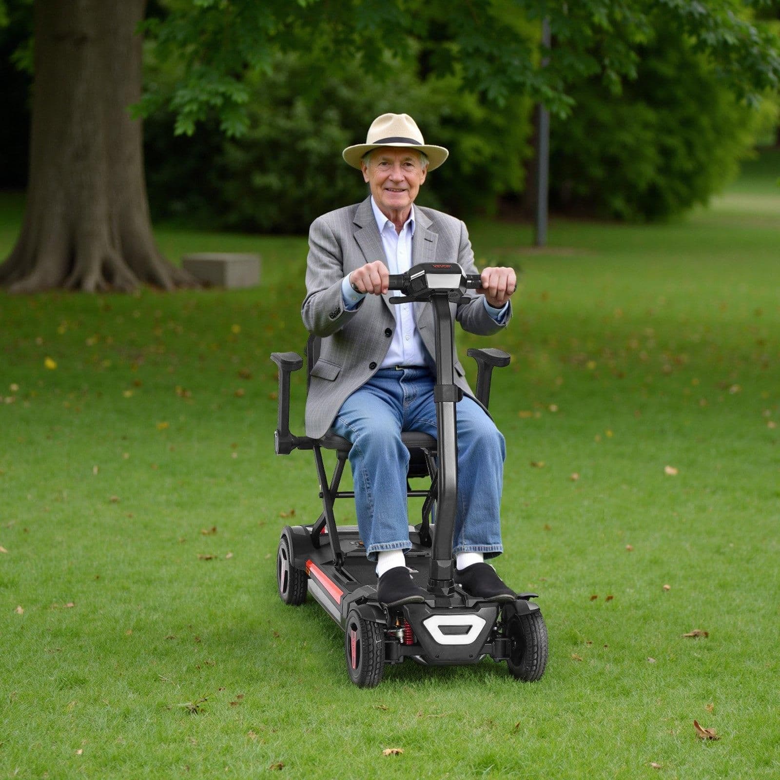 image-VEVOR 4-Wheel Electric Mobility Scooter for Adults & Seniors, Integrated Foldable Mobility Scooter with 9.3 Miles Long Range, All Terrain Travel Wheelchair with 9° Climbing Capacity & 265LBS Loading