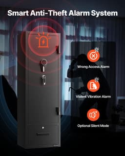 image-VEVOR 4 Gun Safe, Long Gun Cabinet for Rifles and Pistols, Quick Access Rifle Safe with 2 Ammo Slots, 2 Pistol Pockets & 2 Adjustable Racks, Large Digital Cabinet with Key and Password Lock