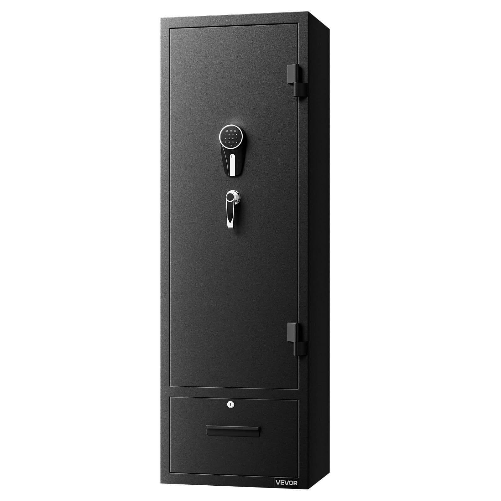 image-VEVOR 4 Gun Safe, Long Gun Cabinet for Rifles and Pistols, Quick Access Rifle Safe with 2 Ammo Slots, 2 Pistol Pockets & 2 Adjustable Racks, Large Digital Cabinet with Key and Password Lock