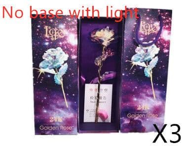 image-24K Luminous Color Gold Rose Flower Set