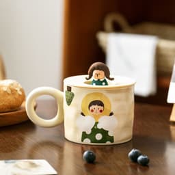 image-Retro Couple Water Cup Ceramic Cup Mug With Lid
