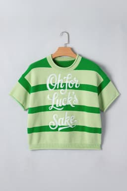 image-Green Stripe Oh for Lucks Sake St Patricks Day Short Sleeve Sweater