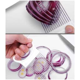 image-Lutai Stainless Steel Onion Needle Cutter - Green Multifunction Vegetable Slicer