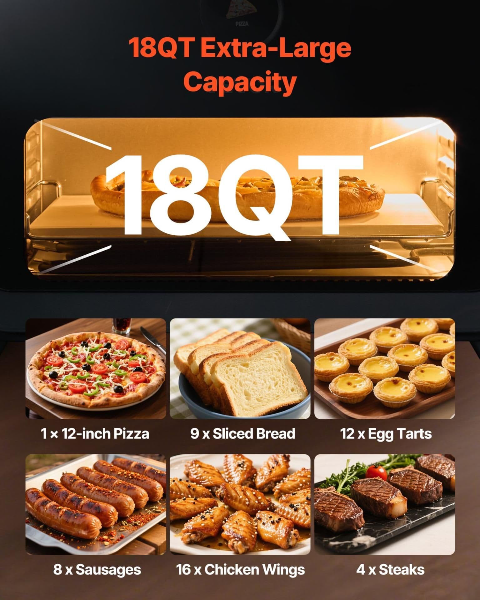 image-VEVOR Pizza Oven, 8 Presets Electric Pizza Ovens Air Fry Combo, 12-Inch Indoor Pizza Maker Smart Knob Control , 750°F Max Temp, IPX4 Waterproof Countertop Pizza Cooker w/Pizza Stone,Fry Basket