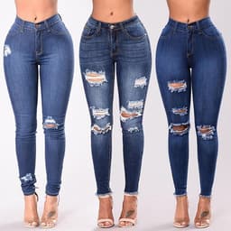 image-The new AliExpress Amazon Europe and America stretch hole slim fit pants