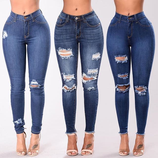 image-The new AliExpress Amazon Europe and America stretch hole slim fit pants