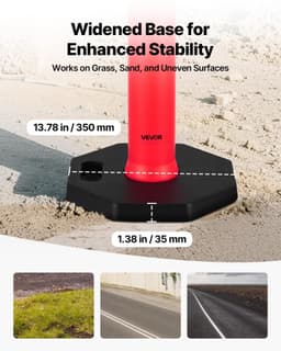image-VEVOR 9 Pack Traffic Delineator Posts, 48 inches Traffic Safety Cones with Weighted Base and Reflective Strips, Heavy Duty Delineator Posts for Construction Site, Parking Lot, Crowd Control, Red