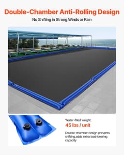 image-VEVOR Pool Cover Water Bags, 5 Packs 8 Ft, Double Chamber Pool Cover Water Tubes, 0.4mm Thick PVC Bags Weights with Leakproof Screw Cap, for Inground Swimming-Pool Covers Winter Closing, Blue