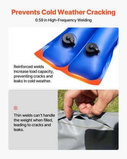 image-VEVOR Pool Cover Water Bags, 5 Packs 8 Ft, Double Chamber Pool Cover Water Tubes, 0.4mm Thick PVC Bags Weights with Leakproof Screw Cap, for Inground Swimming-Pool Covers Winter Closing, Blue