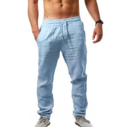image-Breathable Cotton And Linen Loose Casual Sports Trousers