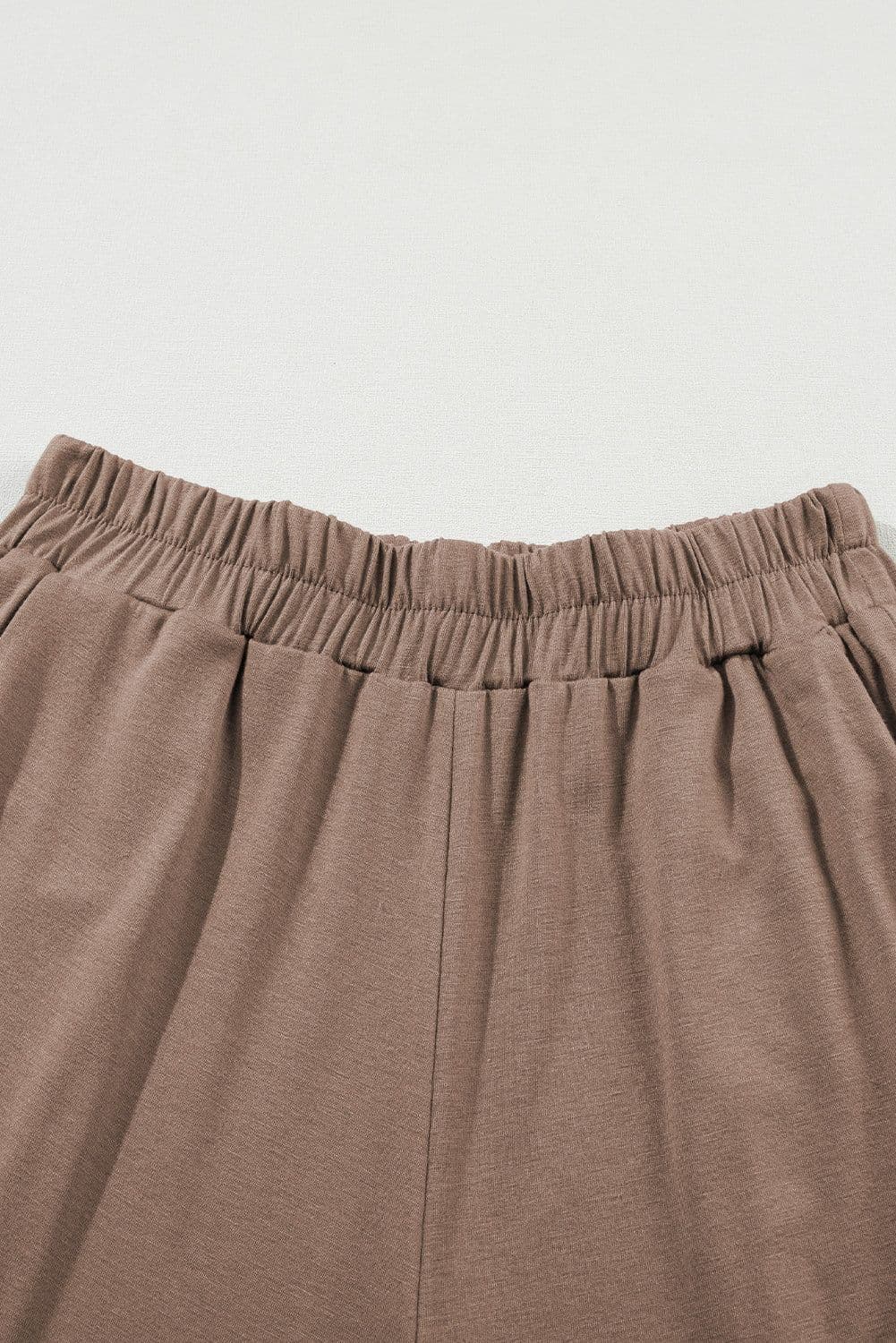 image-Solid Color T-Shirt & Wide Leg Pants Set - 2pcs - Comfortable Fabric