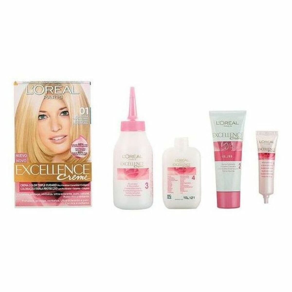 image-Permanent Dye Excellence L'Oreal Make Up Excellence Ultra Light Natural Blonde Nº 9.0-rubio muy claro Nº 8.0-rubio claro 192 ml