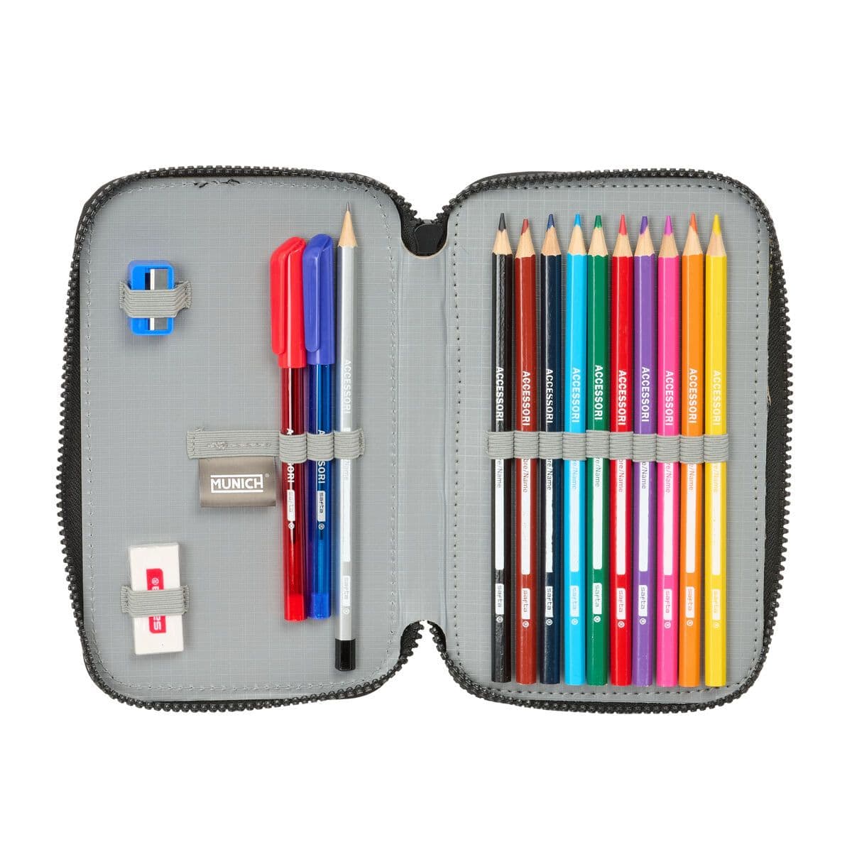 image-School Case with Accessories Munich Topo Black 12.5 x 19.5 x 4 cm 29 Pieces